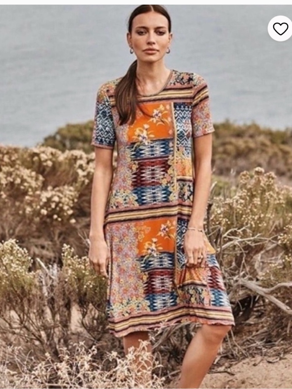 Johnny Was Allie Flower Vibrant Print Swing Favorite T Fabric Dress Size M